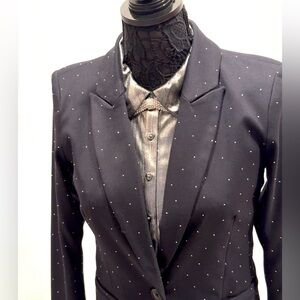NWOT Nine West silver dot Sequin studded black blazer
